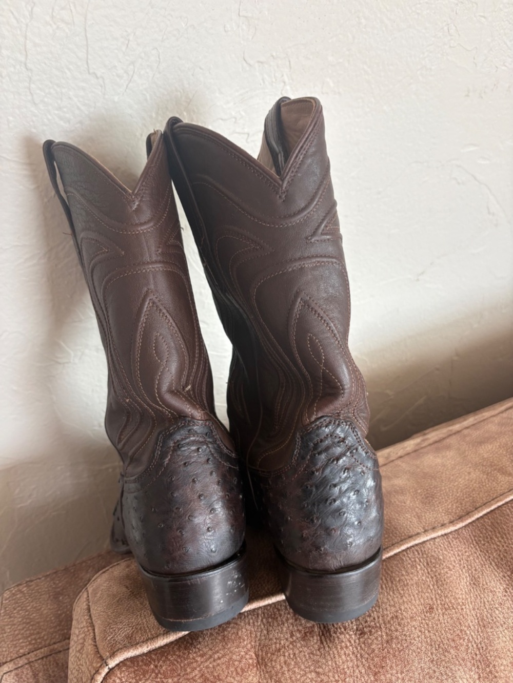Tecovas Men’s 9.5 D Full Quill Ostrich “The Wyatt” Pecan - Picture 12 of 17